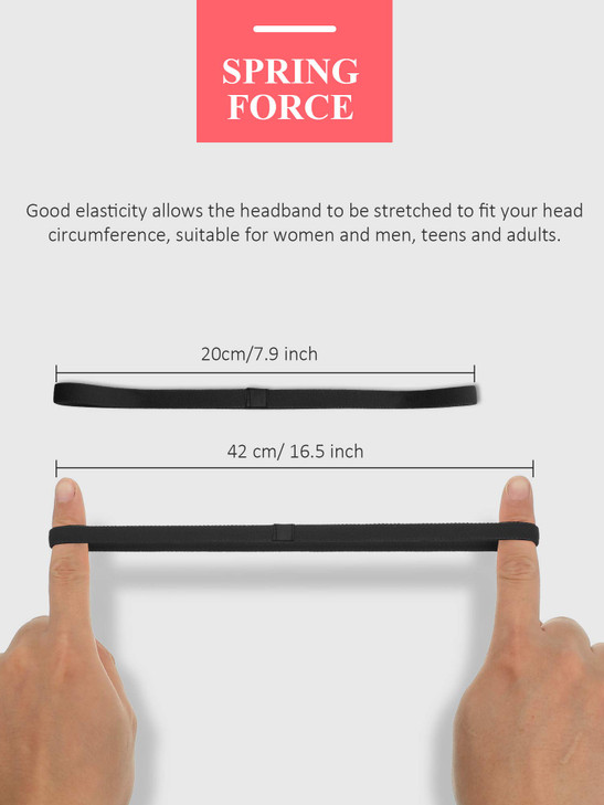 Bememo 4 Pieces Thick NonSlip Elastic Sport Headbands Hair Headbands for Women and Men Black White