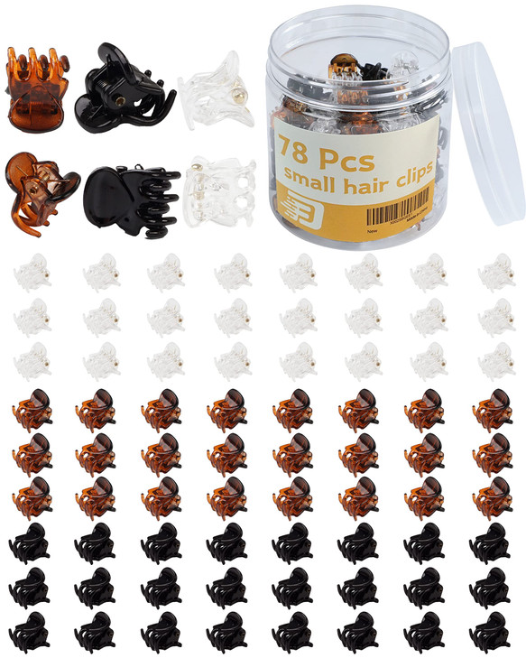 Mini Claw Hair Clips Set 78 Tiny Plastic Clips in 3 Colors for Women and Girls