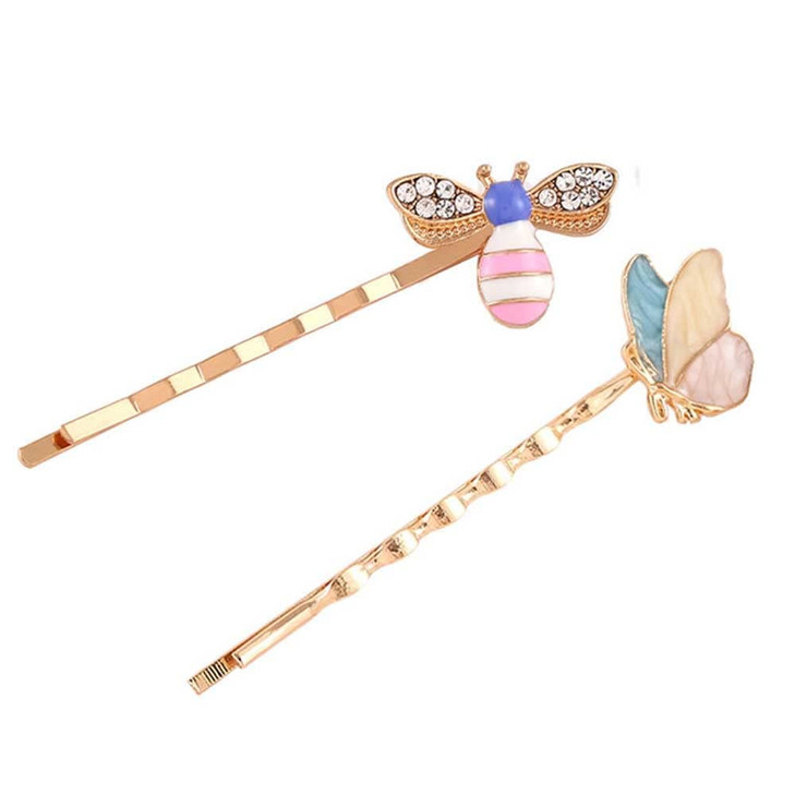 WHITEBRIDGE 7pcs Colorful Butterfly Hair Bobby Pins for Women Girls Honeybee Butterfly
