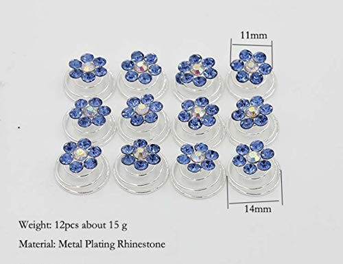24PCS Rhinestone Flower Spiral Hair Pin Crystal Hair Twisters Coils Hair Clips Metal Spiral Twist Hairpins Hair Pins Wed