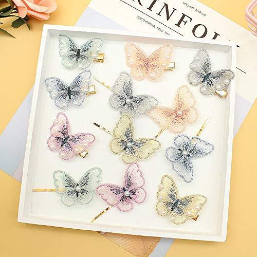 WHITEBRIDGE 12pcs Colorful Butterflies Barrettes Hair Clips for Hair Decoration Colorful Butterfly Hair Clips For Women