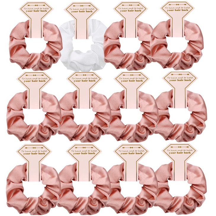 Hasoar New Smooth linen Satin Bridesmaid Scrunchies 12 pack Proposal Gifts Elastics Hair Ties Scrunchies Bachelorette Pa