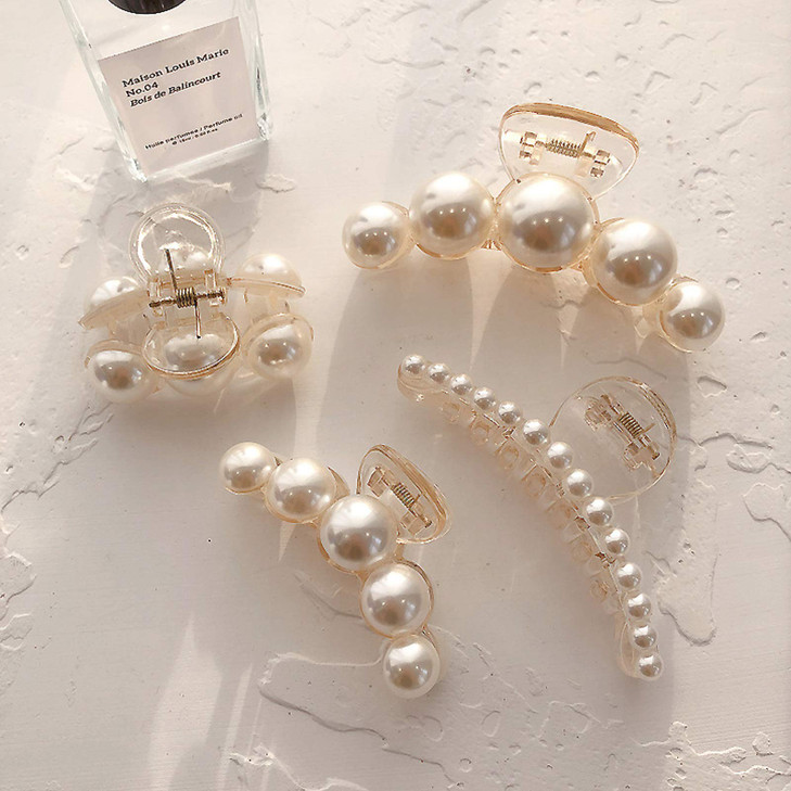 Hair Clips for Women Large Pearl Hair Claw Clip Set Strong Hold No Slip Banana Jaw Clip Barrettes Hair Accessories Birth