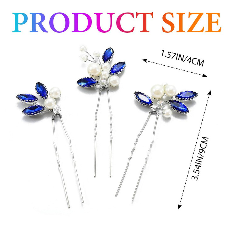 Latious Silver Wedding Hair Pins Pearl Hair Clips Rhinestone Bridal Hair Accessories for Women and Brides Pack of 3 Silv