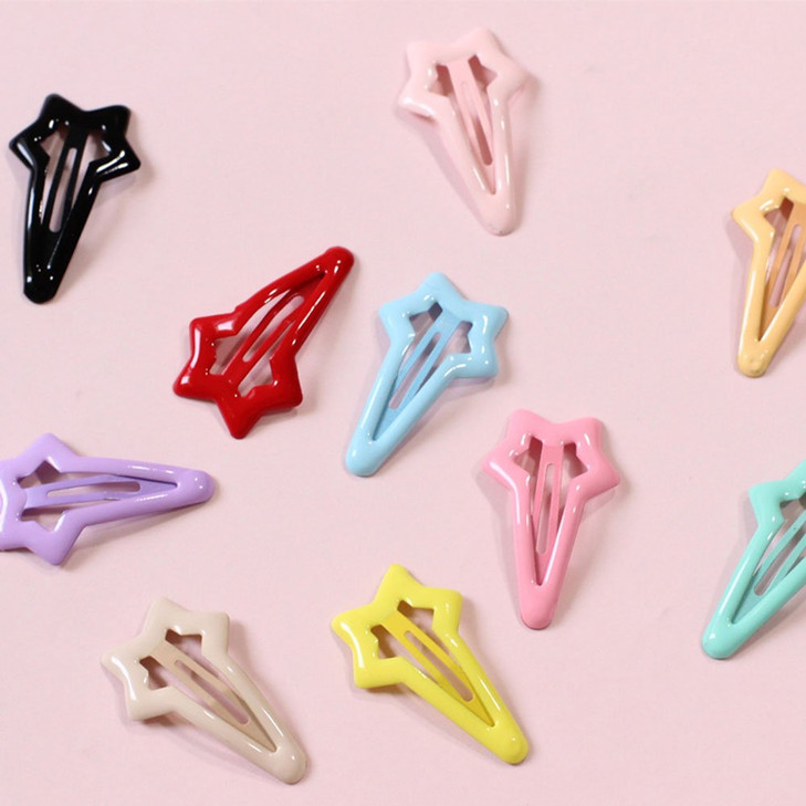 Daycount 10pcs Colorful Stars Duckbill Clip Hair Clip For Ladies Teens Girls Hair Salon Hairpin Random Color