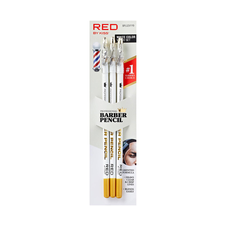 Red by Kiss 3PCS Barber Pencil with Builtin Sharpener Edge Hairline Razor Trace Pencils Beard Guide Beard and Hairline O