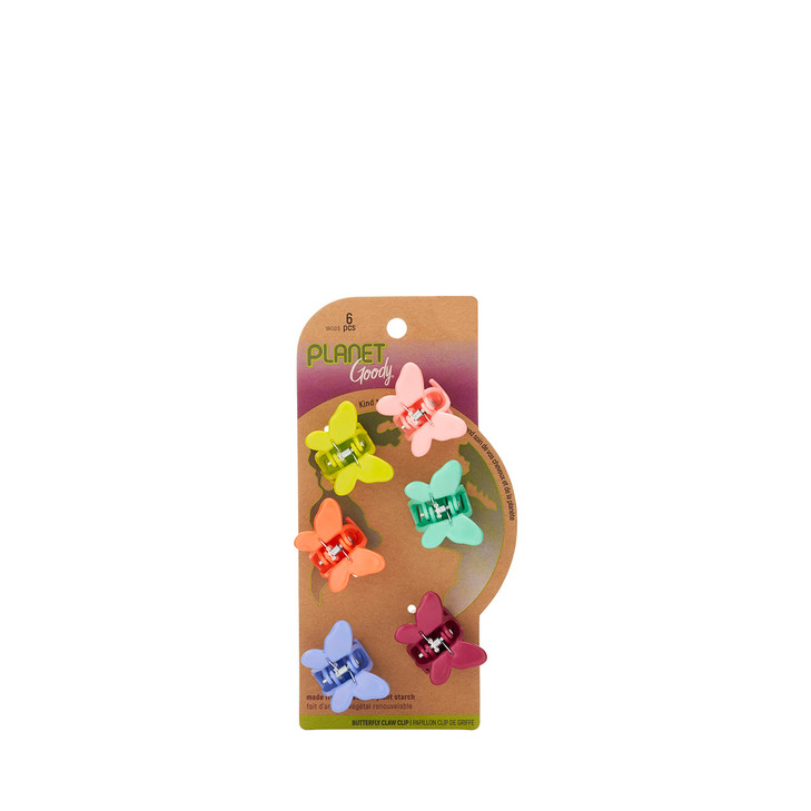 Goody Planet BioPlastic Mini Butterfly Clips Assorted 6 Count Snap and Go Closure Helps Keep Hair Secured and Styled wit