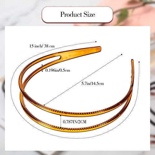 Chuangdi 6 Pieces Plastic Plain Headband for Women Double Row Headband Teeth Comb Hair Bands Tortoise Shell DIY Hair Hoo