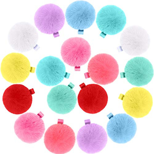 18 Pcs Pom Pom Hair Clip 2 Candy Color Hair Clip