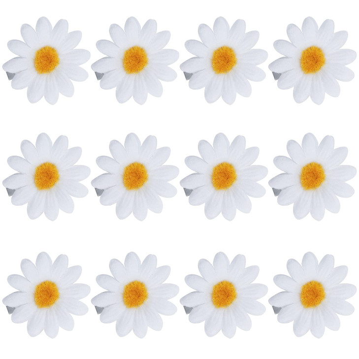 Framendino 12 Pack Daisy Hair Clips Flower Barrettes Pins for Wedding Accessories