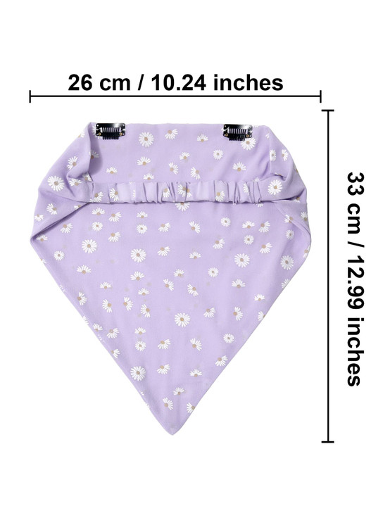AWAYTR Elastic Hair Scarf Headband 3 PCS Chiffon Print Floral Hair Scarves with Hair Clips Kerchief Head Bandanas for Wo