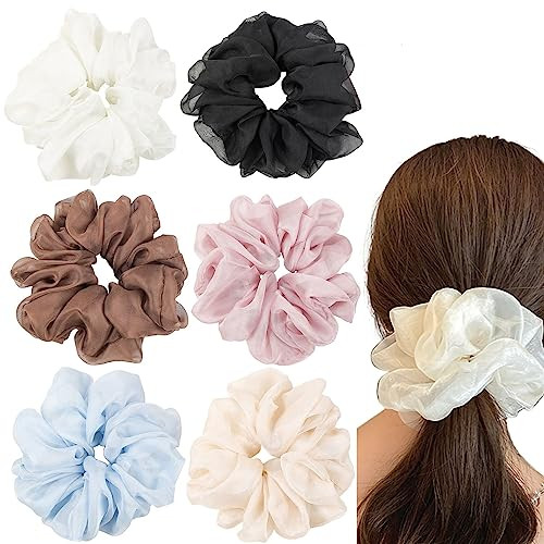 Cute Large Big Oversized Scrunchies for Women Jumbo Chiffon Hair Ties for Sleeping No Damage Hair Accessories for Thick