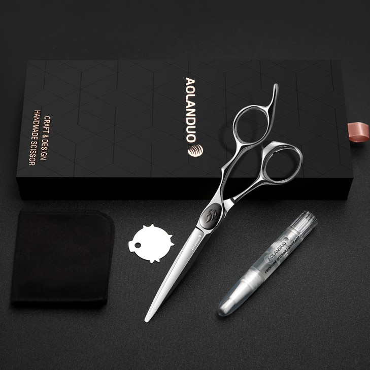 AOLANDUO Professional Hair Cutting Scissors VG10 Steel Super Sharp Ergonomic Includes Case 1 Count 6 in