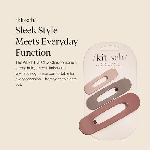 Kitsch Flat Claw Clips for Women Strong Grip Comfortable Design Durable Plastic Glossy Finish Lay Down Claw Clip For All