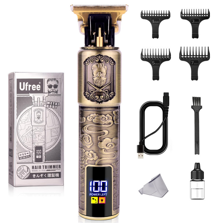 Ufree Professional Beard Trimmer for Men Zero Gapped TBlade Hair Clipper Mustache Trimmer Kit with LCD Display Precision