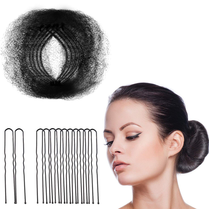 Zonon Hair Nets 50Pcs Invisible Elastic Edge Mesh 50cm Individual Package for Women Bun Suitable Occasions with 40Pcs U