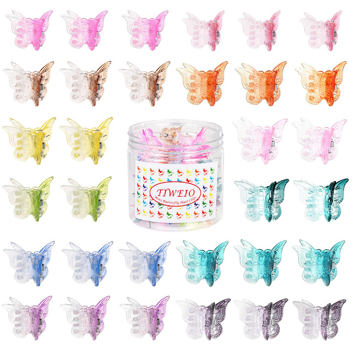50Pcs Tiweio Butterfly Hair Accessories Small Pastel Cute 90s Claw Clips for Women and Girls 12 Assorted Gradient Colors