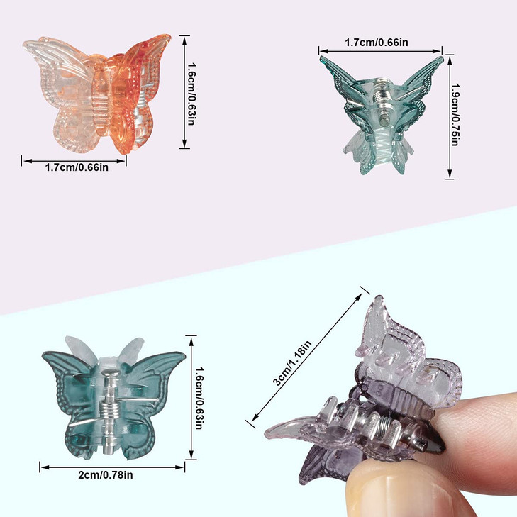 50Pcs Tiweio Butterfly Hair Accessories Small Pastel Cute 90s Claw Clips for Women and Girls 12 Assorted Gradient Colors