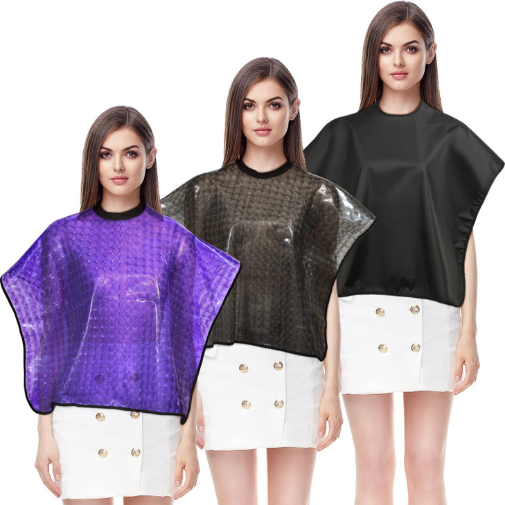 JenPen 3 Pcs Shampoo Cape Hair Color Cape for Salons Clients Makeup Hair Dye 3 ColorsBlackGrayPurpleClassic