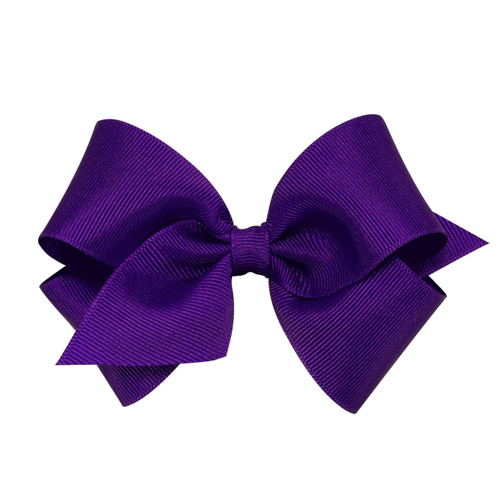 Wee Ones Girls Plain Wrap Classic Grosgrain Hair Bows on a WeeStay NoSlip Hair Clip Handmade Small Purple