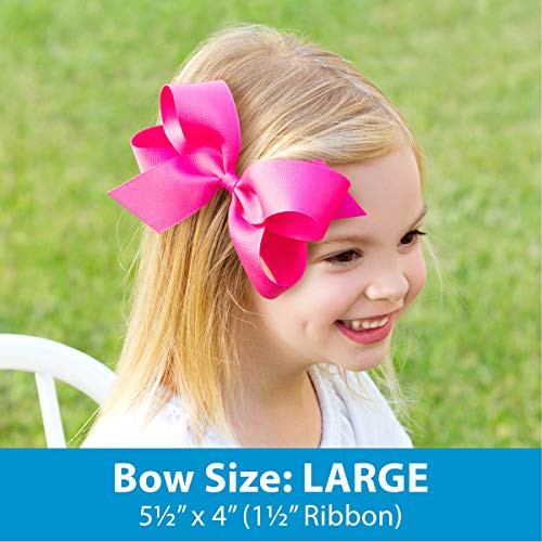Wee Ones Girls Classic Grosgrain Hair Bows with Plain Wrap Center NoSlip Hair Clip Handmade Watermelon Large