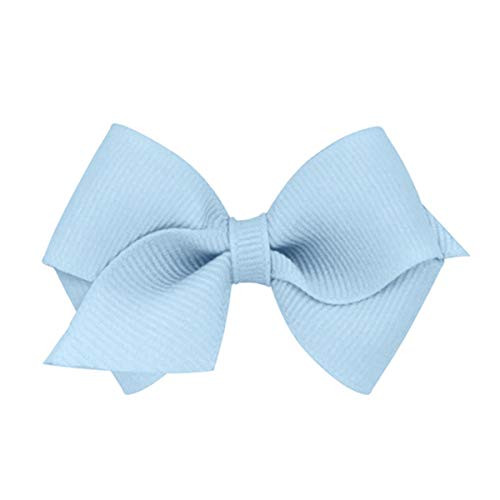 Wee Ones Girls Classic Grosgrain Hair Bows with Plain Wrap Center NoSlip Hair Clip Handmade Millennium Blue Wee