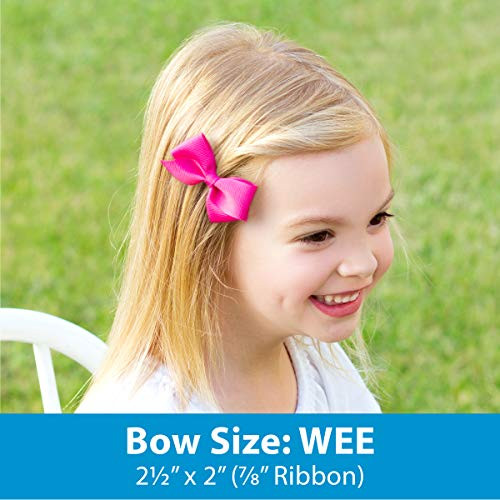 Wee Ones Girls Classic Grosgrain Hair Bows with Plain Wrap Center NoSlip Hair Clip Handmade Millennium Blue Wee