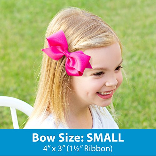 Wee Ones Girls Plain Wrap Classic Grosgrain Hair Bows on a WeeStay NoSlip Hair Clip Handmade Small Millennium Blue
