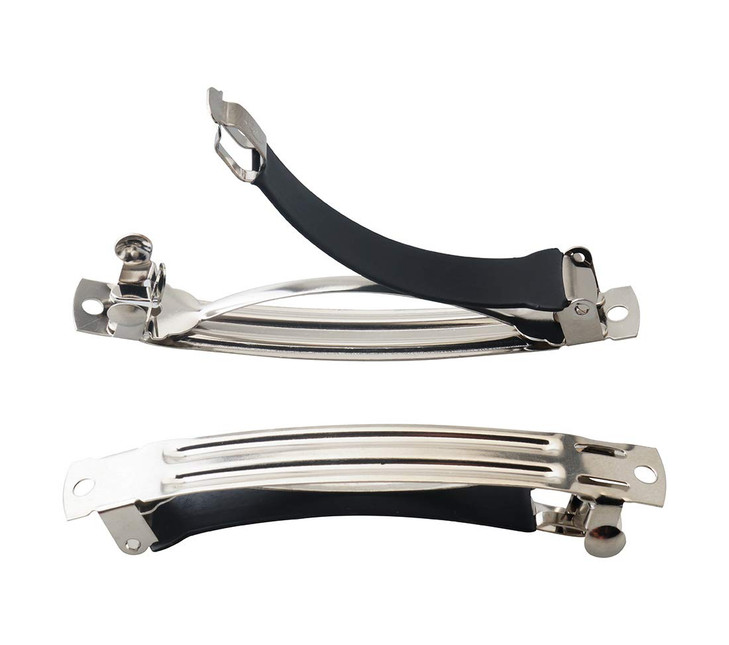 French Barrette Hair Clips for DIY Craft Project Silver 80mm with Leather Protect