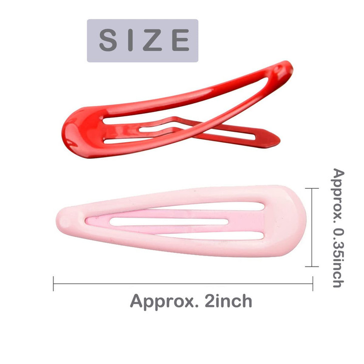 JFFX 30 Pcs Colorful Snap Hair Clips 2 Inch Nonslip Metal Hair Barrettes in 10 Assorted Colors