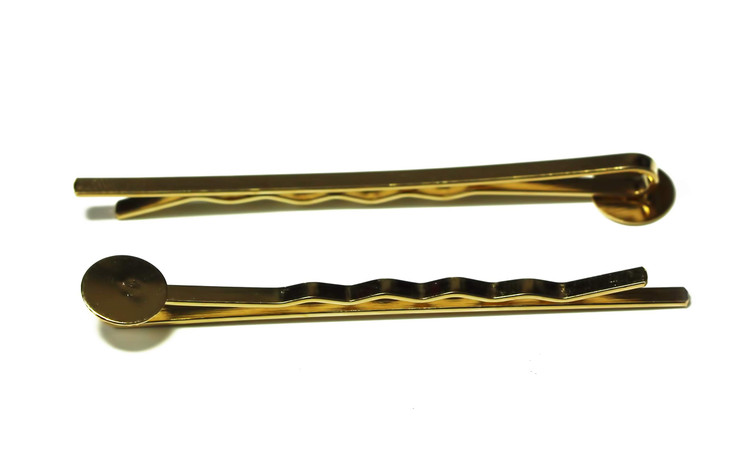 Bobby Pins Hair Clips with Glue On Flat Pads for DIY KC Gold 55mm 50pcs