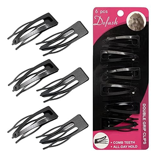Dofash Double Grips 45CM177 Inch Small Hair Clips Hair Barrettes Snap Clips Metal Accessories For Woman6 Count Black