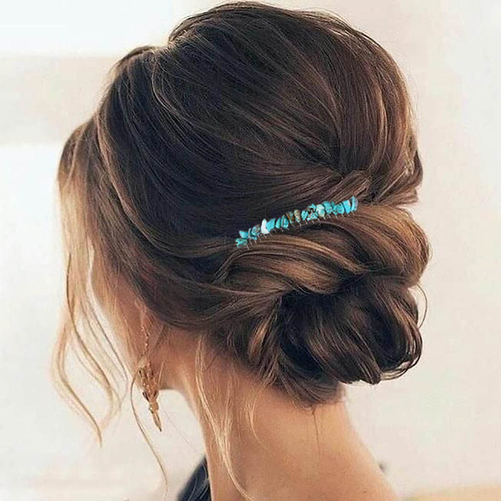 JONKY Turquoise Hair Comb Crystal Hair Pieces Bridal Hair Accessories for WomenTurquoiseTransparentPurple