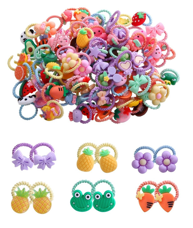 100pcs Mix Colors Girls Elastic Hair Ties Soft Rubber Bands Hair Bands Holders Pigtails Hair Accessories for Girls Infan