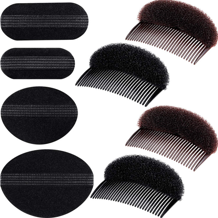 WILLBOND 8 Pcs Bump It up Volume Hair Base Set DIY Hair Styling Accessories Sponge Insert Include Bun Maker and Styling