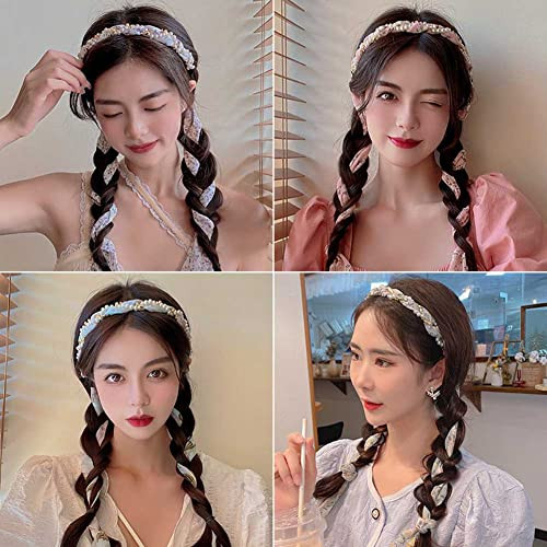 2PCS Retro Satin Hair Bands Knotted Cross Hairbands for Boho Girls and Women NonSlip Fabric Clip Accessories