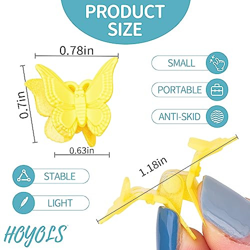 Hoyols Butterfly Hair Claw Clips for 90s Small Mini Cute Hair Accessories for Women Toddler Girls Thin Braids 12 Colors