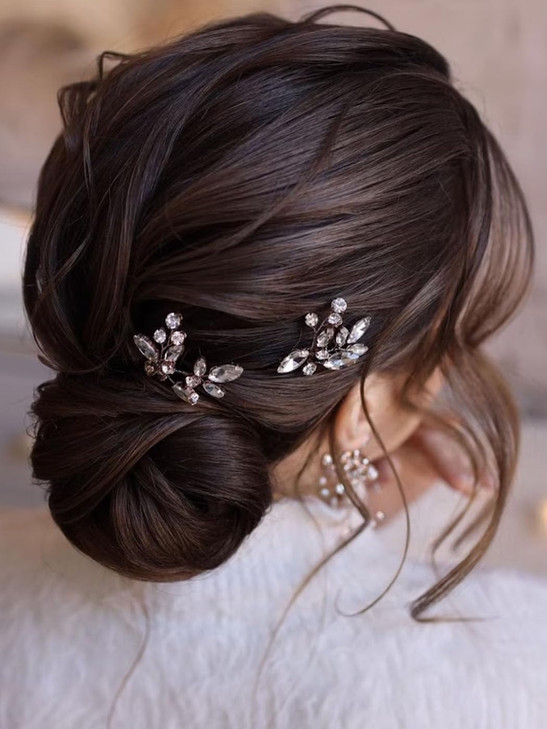 JAKAWIN Bridal Hair Pins Silver Rhinestone Wedding Hair Accessories Crystal Hair Jewelry for Women HP130 Silver