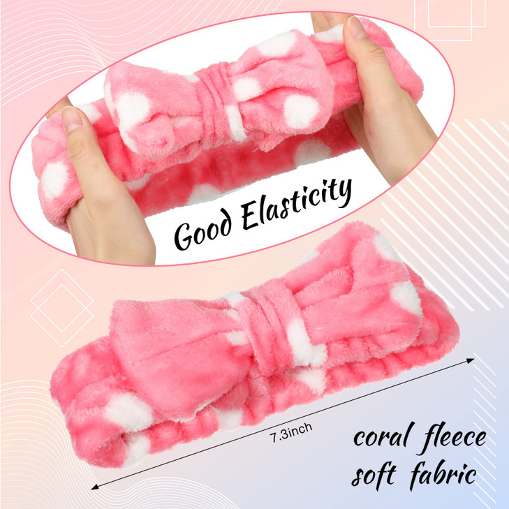Jexine 24 Pcs Facial Spa Headband Makeup Headbands Bulk Bow Hair Head Band Fluffy Plush Spa Headband for Women Washing F