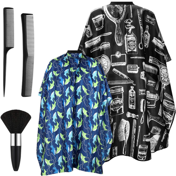 5 Pcs Kids Adult Haircut Cape Neck Duster Brush and Hair Comb Set Professional Barber Children Dolphin Hairdresser Apron