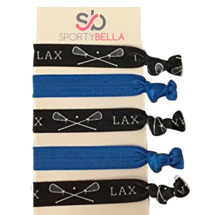 Girls Blue Hair Accessories No Crease Hair Elastics Set Lacrosse Gift