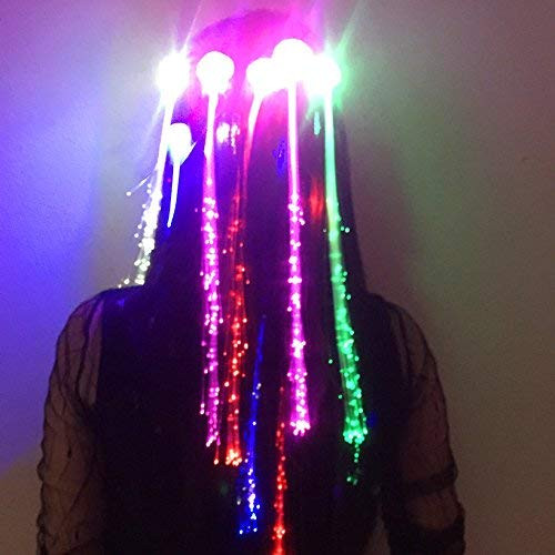 Wiekose 20pcs Multicolor LED Flashing Fiber Optic Hair Barrettes with Party Lights Clips and Braids