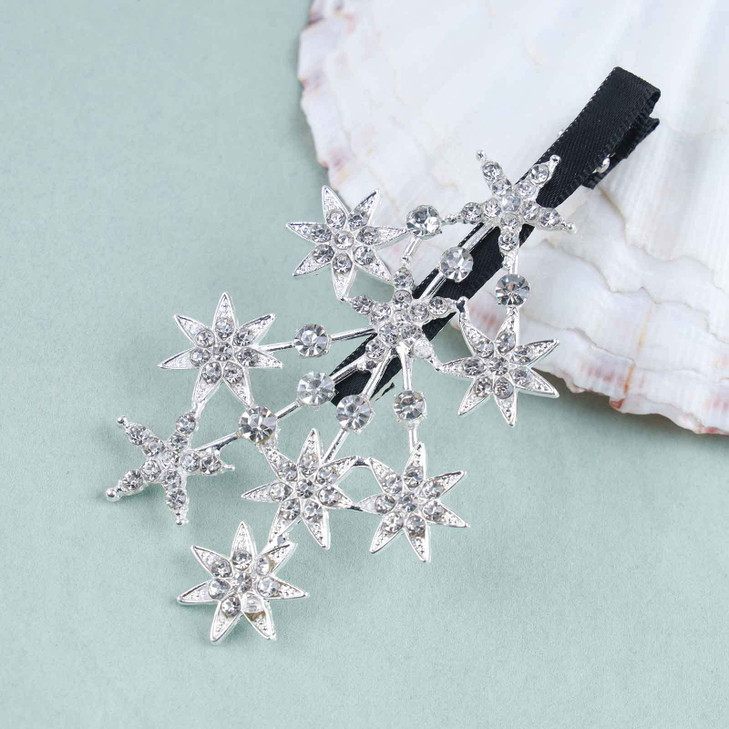 Yheakne Crystal Rhinestone Bling Hair Accessories Decorative Star Barrette Hair Pin and Headpiece for Women and Girls Si