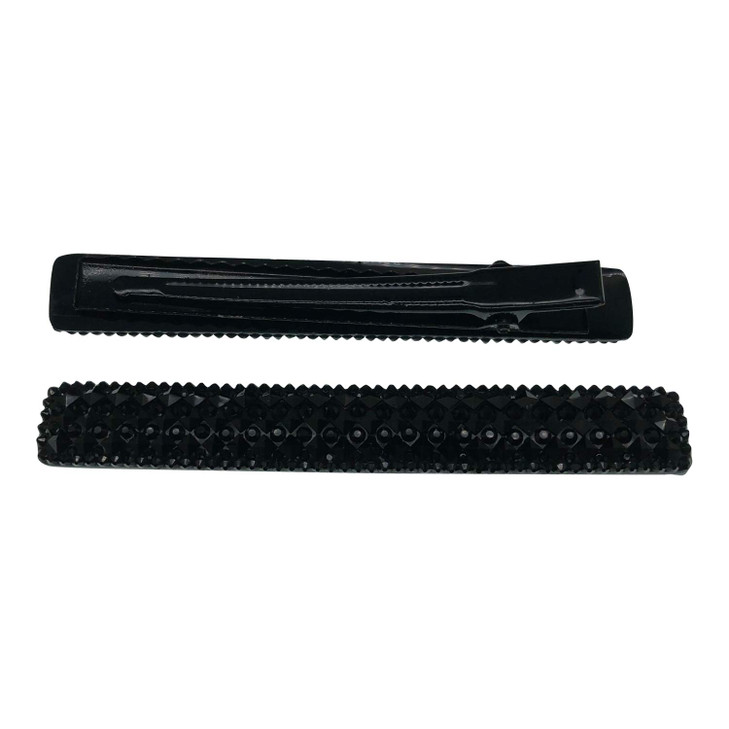 Black Crystal Metal Alligator Clips Duckbill Clips Rhinestone Stylish Hair Barrettes with Teeth Hair Jewelry Accessories