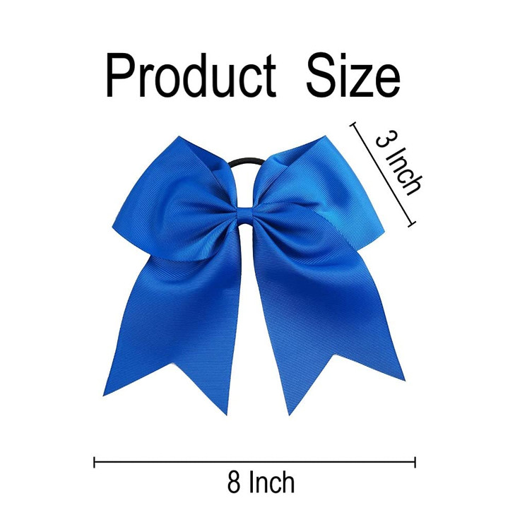 Caenagrion 18 PCS 8 Large Blue Cheer Hair Bows Ponytail Holder Elastic Band Handmade for Cheerleaders Teen Girls College