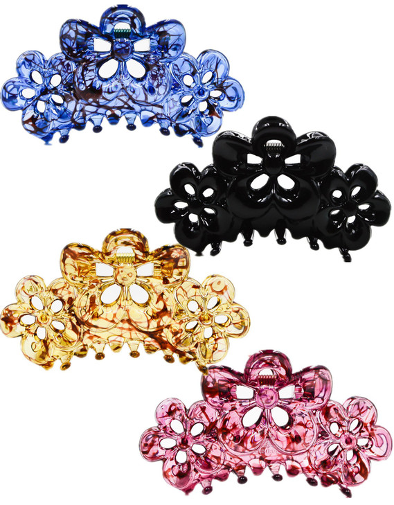 Prettyou 35 Inches Effortless Beauty Assorted Hollow flowers Hair patterns Hair Claws4count A