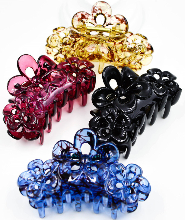 Prettyou 35 Inches Effortless Beauty Assorted Hollow flowers Hair patterns Hair Claws4count A
