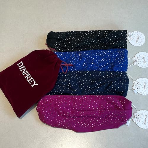DINPREY Rhinestone Dots Wide Bandana Headband Womens Twisted Solid Diamond Workout Yoga Makeup Head Wrap 4 Pcs