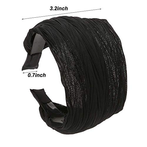 LONEEDY 5 Pack Wide Hard Headband with Teeth for Women Girlss Hair Band Pleated Cloth Fabric Hair Hoop Accessories Mixed