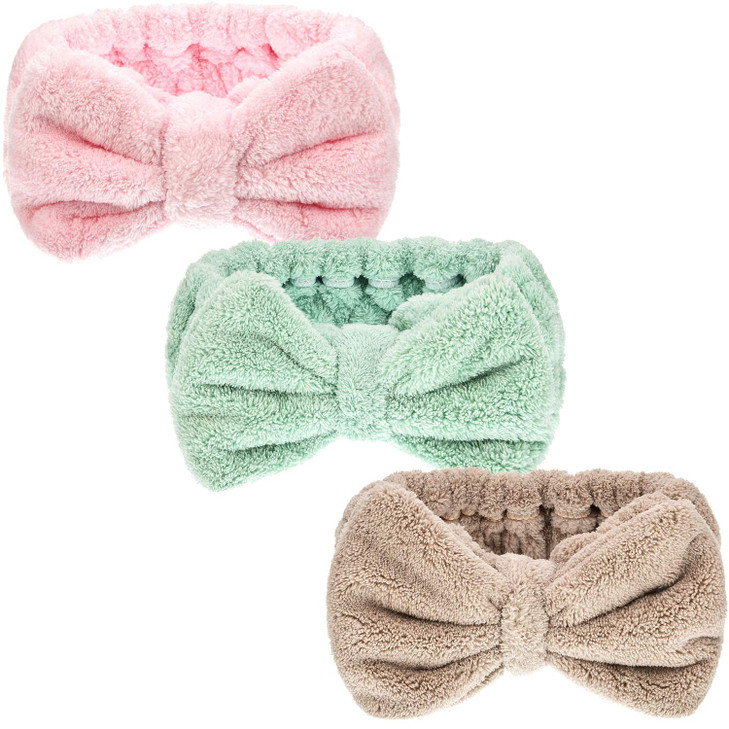 3 Pieces Hair Headband Headband to Wash Face for Women Makeup Spa Headband Microfiber Bowtie Shower Headband for Women a